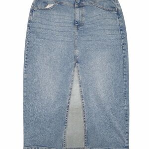 Blue Denim Skirt with Front Slit